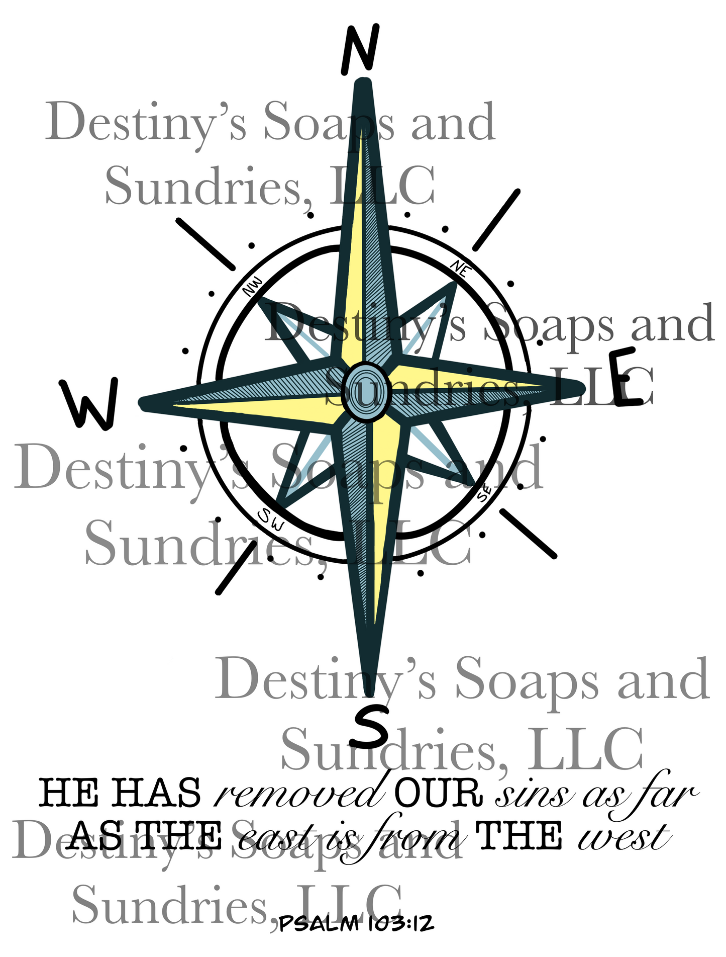 Compass Psalm 103:12 T-Shirt